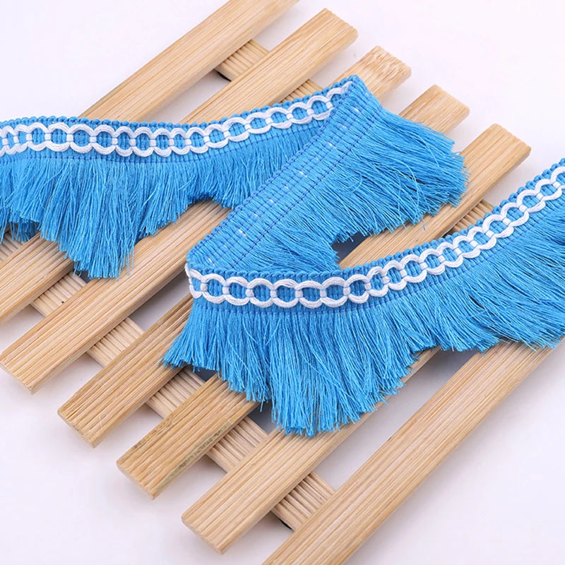ruban frisé franges bleu clair rose noir marron décoratif 5cm artisanal diy decoration