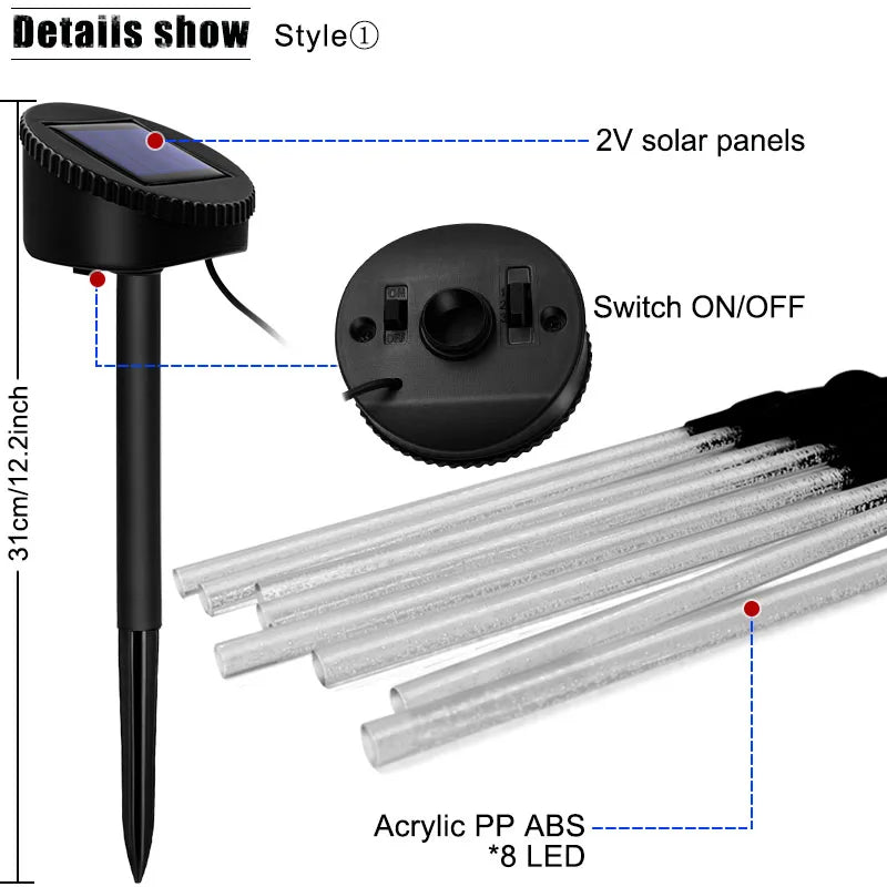 lampe solaire extérieure led moderne transparente points brillants noir blanc autonomes