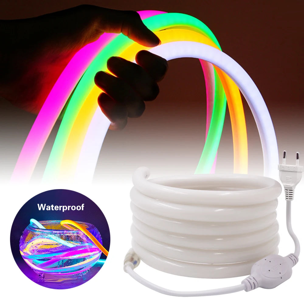 Bande lumineuse néon LED bleue pour décoration murale contemporaine