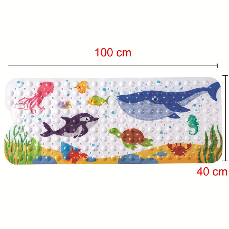 tapis bain pvc thème marin poissons coraux géométrique antidérapant moderne enfantin suction salle bain