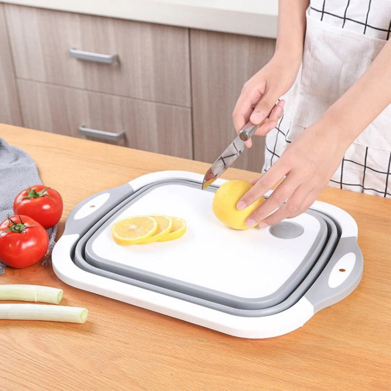 planches découper pliables bac lavage rétractable gris blanc vert moderne utilitaire cuisine légumes poissons