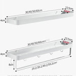 étagère murale aluminium blanc moderne minimaliste 30cm 40cm 50cm crochets fixée boulons plat lisse