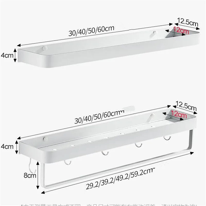 étagère murale aluminium blanc moderne minimaliste 30cm 40cm 50cm crochets fixée boulons plat lisse