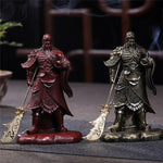 statue bouddha guan gong bronze armure historique décoration maison épée dorée résine feng shui