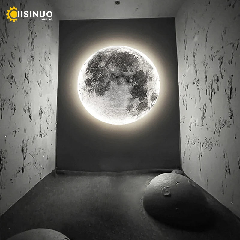 lampe murale lune forme moderne relief blanc noir minimaliste adhésif led chambre étudeentrée