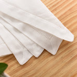 serviettes table coton lin beige blanc bordure brodée classique rustique set tailles