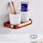 ensemble d'accessoires salle bains moderne or rose porte serviettes barres horizontales porte savon barre