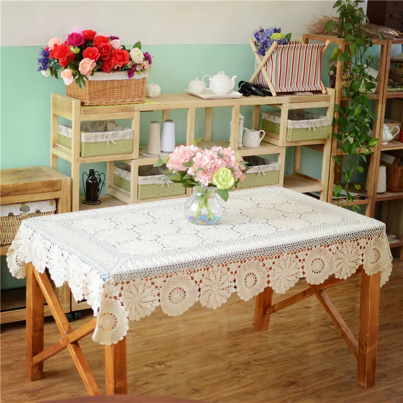 serviette table crochetée motifs floraux beige clair réutilisable 100 coton traditionnelle maison fêtes banquets