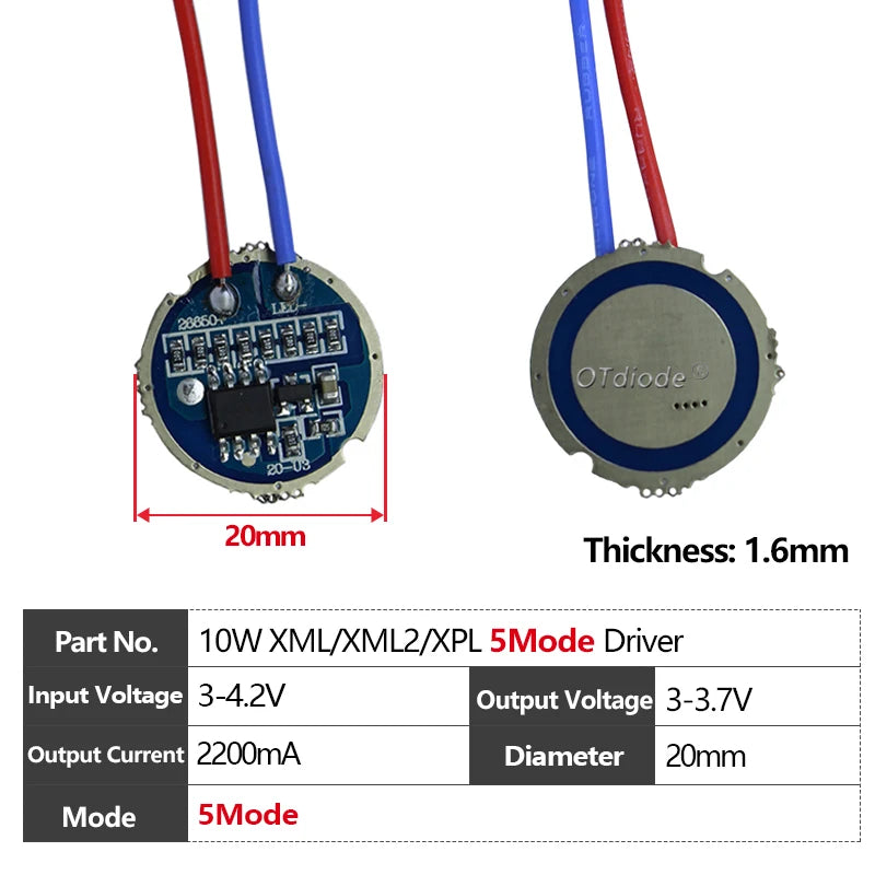 circuit intégré led 3w 5w 10w vert bleu noir 17mm 20mm 22mm 1mode 5modes