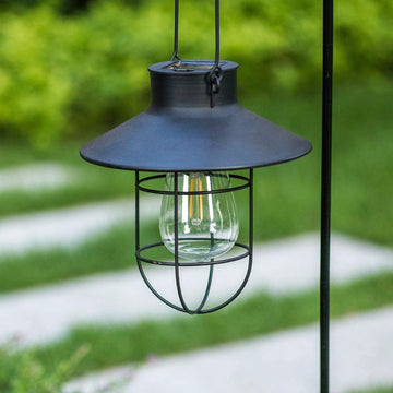 lampe solaire cuivre noir vintage rustique extérieure ampoule led protection grille crochetsextérieur