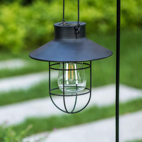 lampe solaire cuivre noir vintage rustique extérieure ampoule led protection grille crochetsextérieur