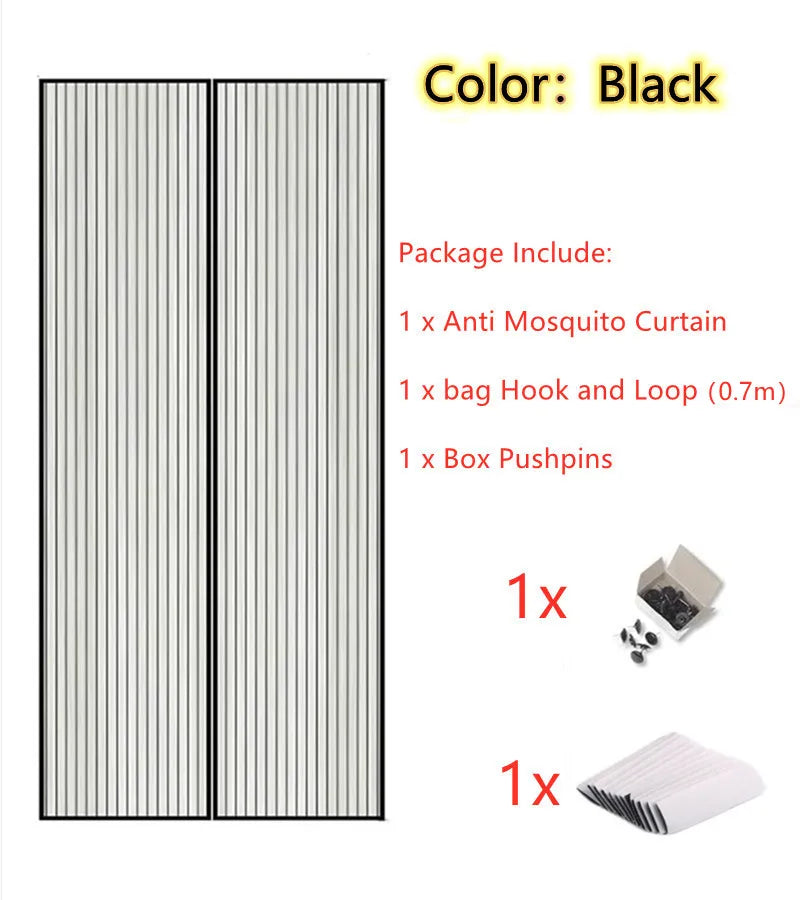 rideau porte magnétique noir blanc transparent moderne clips adhésif