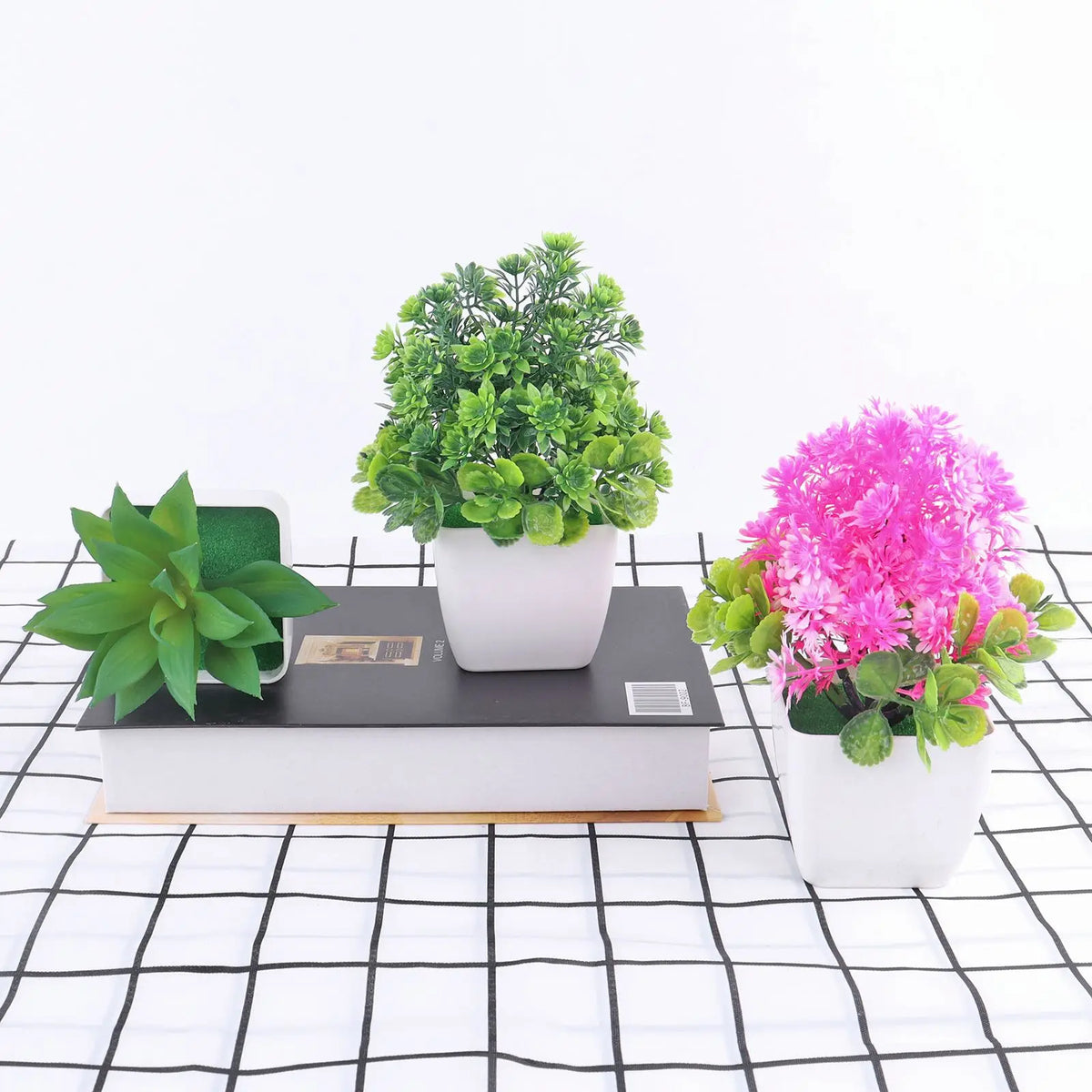 plantes artificielles moderne mini bonsaï diverses couleurs feuilles variées ornement table jardin