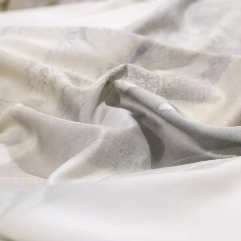 Parure de lit paysage naturel dans une chambre décorée avec style