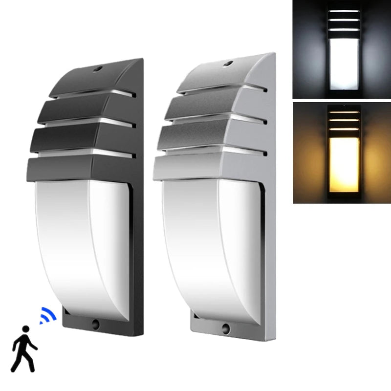 applique murale led moderne noir argenté rayures horizontales étanche ip65 contemporain détecteur mouvement
