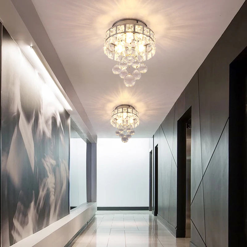 lustre moderne cristal transparent argenté plus 20 ampoules led monté surface