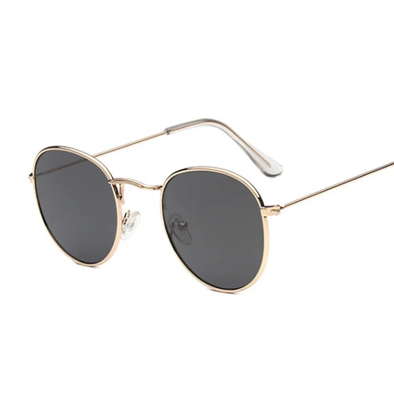 Lunettes de soleil homme rond miroir gris