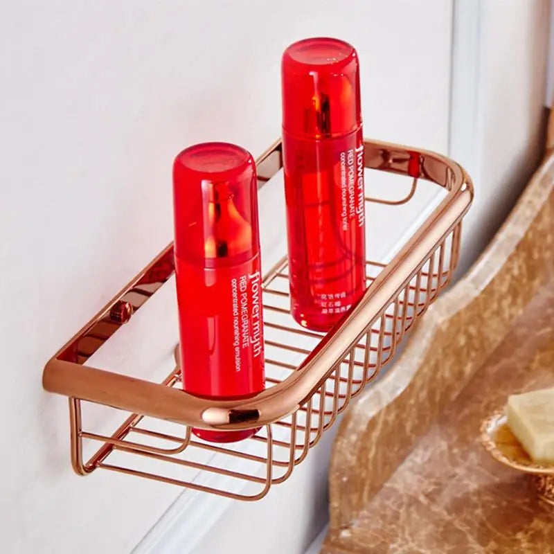 ensemble d'accessoires salle bains moderne or rose porte serviettes barres horizontales porte savon barre