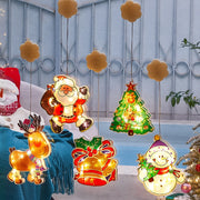 Décoration de fenêtre LED Noël à ventouse - Bonhomme de neige, élan, cloches, sapin, père Noël