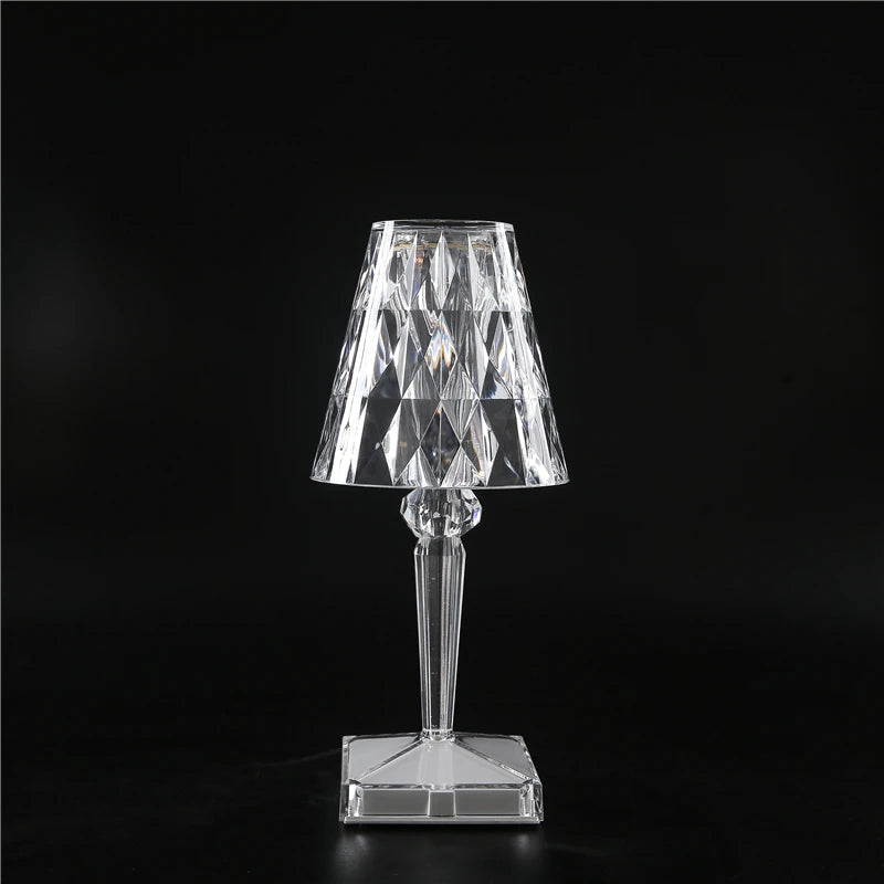 lampe table moderne rechargeable usb led transparente facette géométrique contemporain veilleuse chambre coucher
