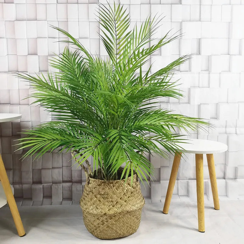 Plante artificielle palmier vert moderne 125cm feuilles plastique décoration intérieure extérieure