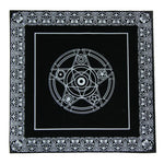 tapisserie pentagramme motif floral noir blanc decoration esoterique 49cm 49cm