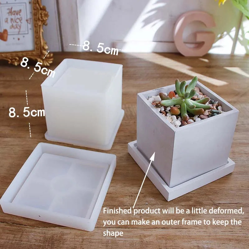 moule silicone pot plante carré rond reutilisable moderne gris mat opacité