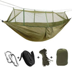hamac vert olive pratique moustiquaire cordelettes carabiners sac rangementextérieur léger camping