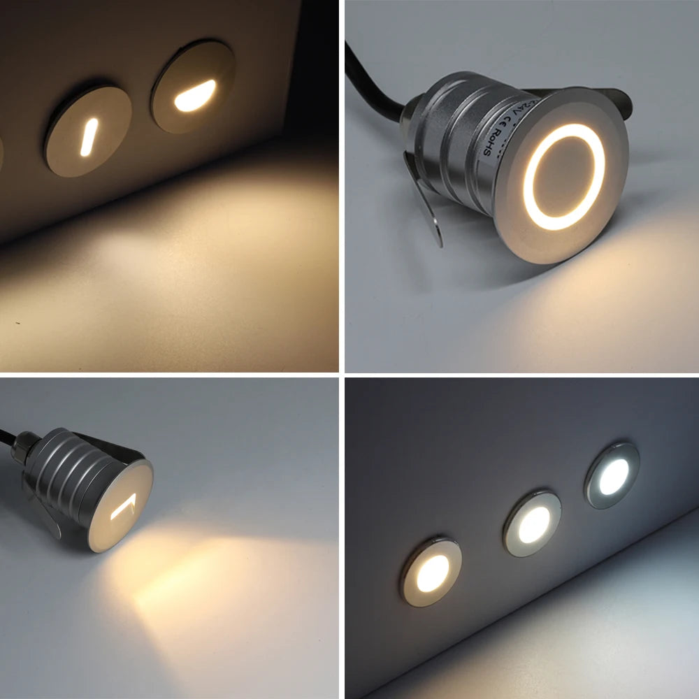 Spot LED moderne argenté résistant l'eau IP67 câble noir 12V LED