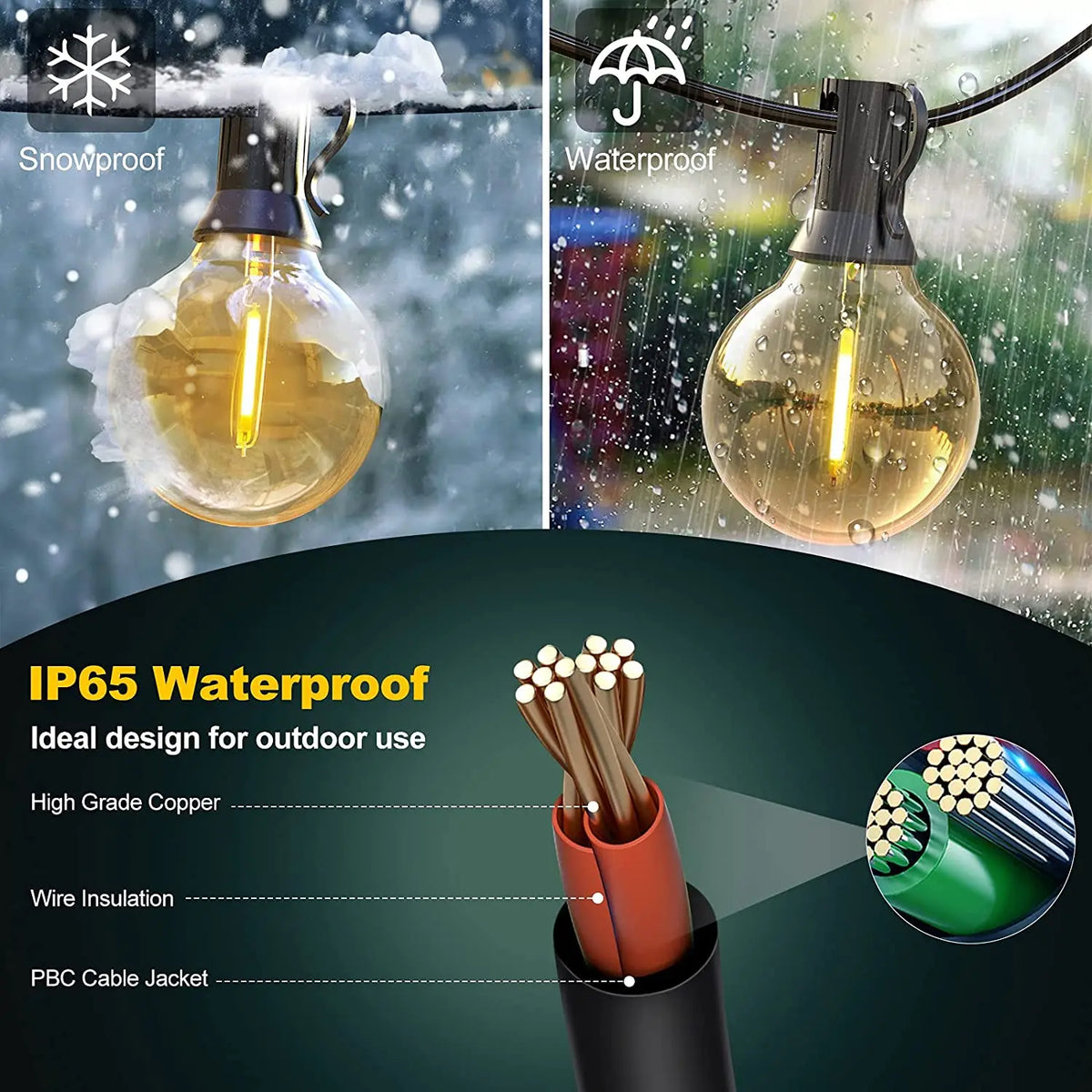 guirlande solaire led imperméable 10m 20ampoules ambrées patio extérieur télécommande étanche