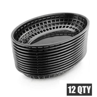 paniers ovales plastique noir vert rouge jaune moderne grille alimentaire service restauration rapide