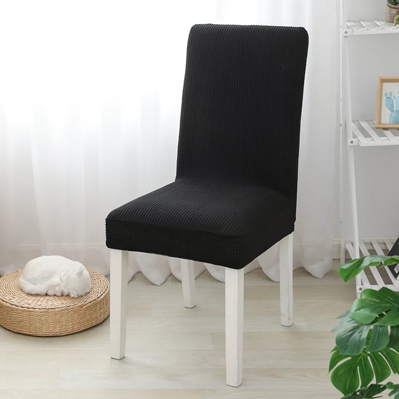 housse chaise marron noir bleu rose verte gris moderne spandex polyester jacquard unicolore elastic