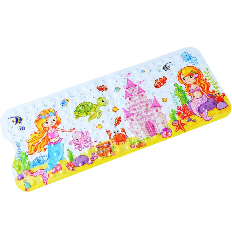 tapis bain pvc thème marin poissons coraux géométrique antidérapant moderne enfantin suction salle bain