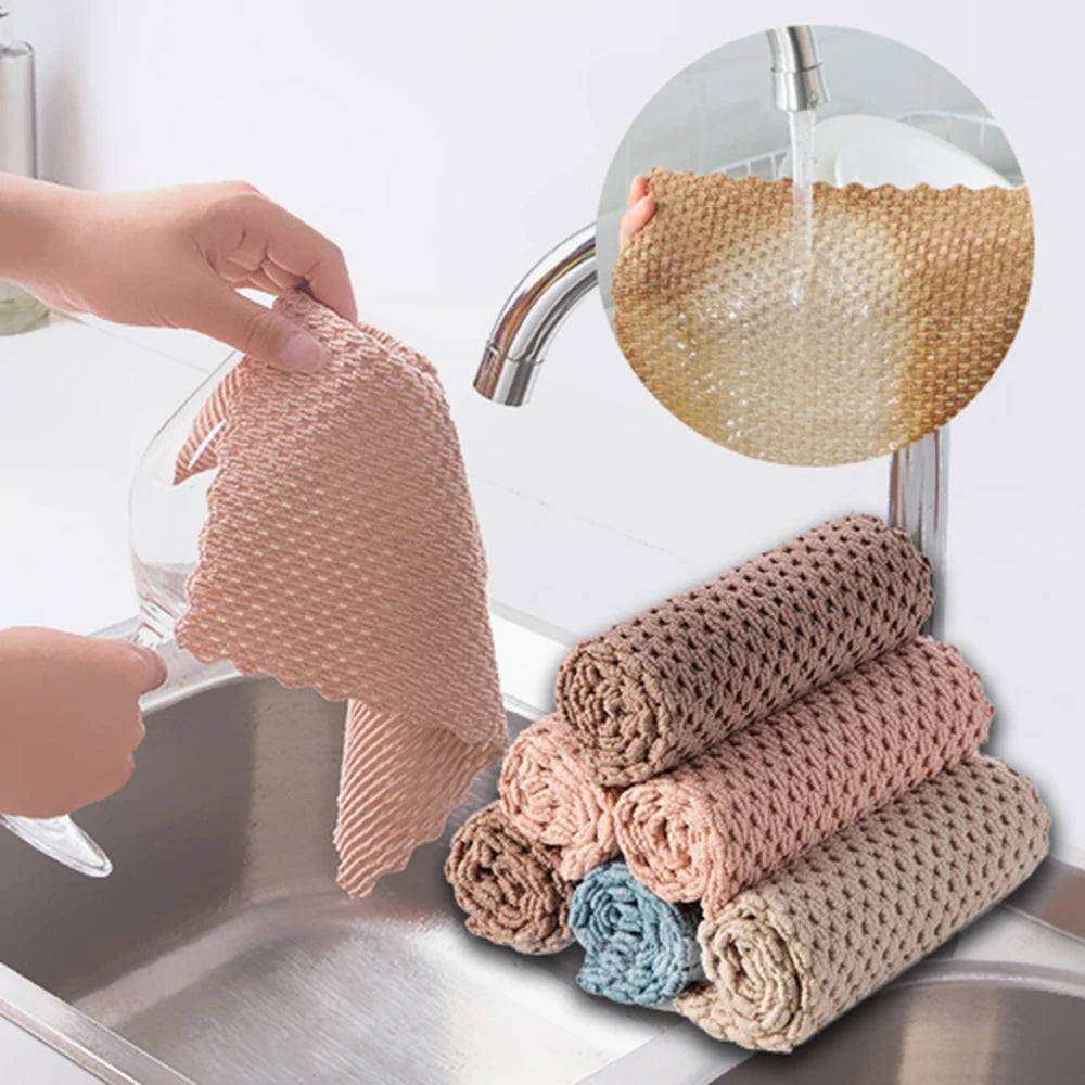 lingettes nettoyage tissées beige rose bleu vert modernes absorbantes durable cuisine