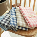 lot deux serviettes bain coton carreaux rose bleu beige gris vert blanc moderne