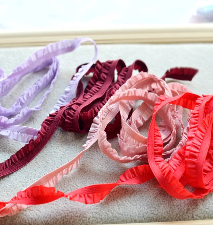 rubans plissés élastiques opaques vert bleu noir rose blanc rouge
