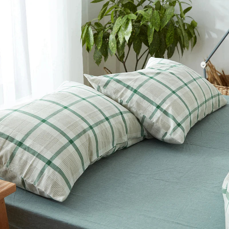 lot deux serviettes bain coton carreaux rose bleu beige gris vert blanc moderne