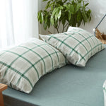 lot deux serviettes bain coton carreaux rose bleu beige gris vert blanc moderne