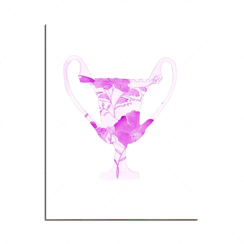 L'image montre un trophée de couleur violette orné de fleurs et de motifs floraux.