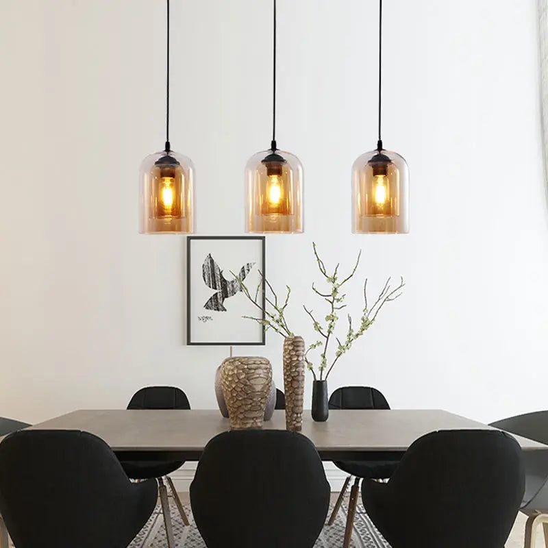 Lampe pendentif verre gris pour chambre à coucher