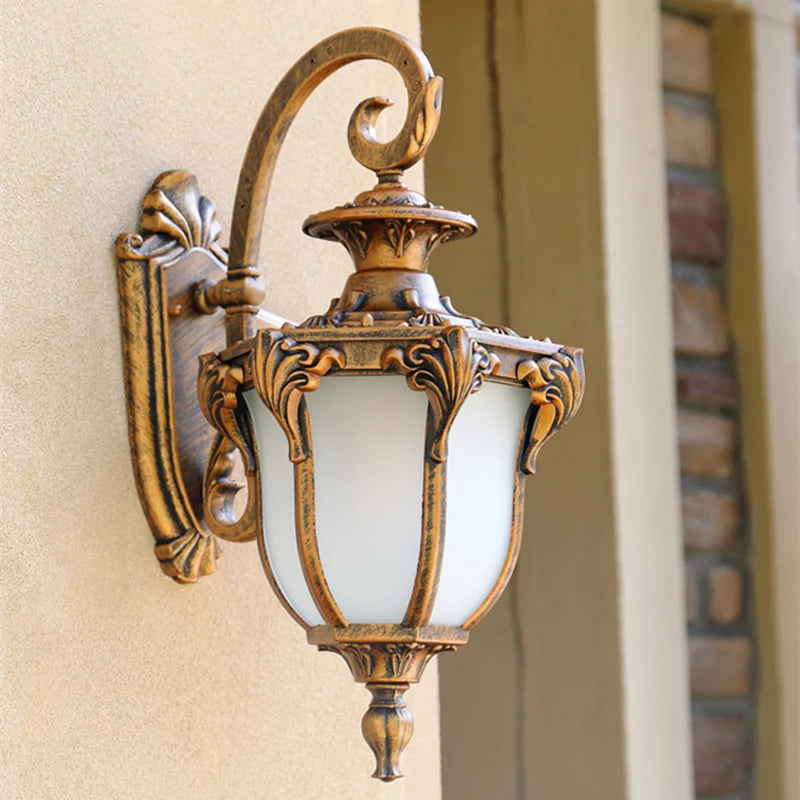 lampe murale vintage bronze noir verre mat ornements sculptés éclairage quotidien fixée mur aluminium