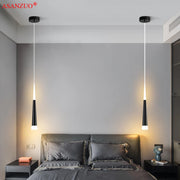 Lampe de chevet suspendue moderne à fil long avec éclairage LED pour chambre et bureau