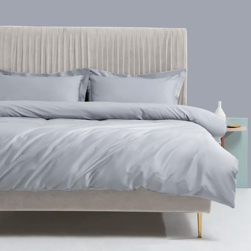 Ensemble de draps en coton égyptien 1000TC, housse de couette blanche sur lit