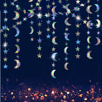 guirlandes festives multicolores étoiles lunes effet holographique irisé translucentes