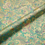 tissu brocart fleurs rouge rose jaune bleu polyester durable qualité jacquard teint decoration materiau