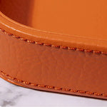 plateau rangement cuir orange grained moderne articles divers respectueux environnement 20cm 20cm 4.5cm