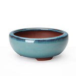 pots bonsaï chinois céramique porcelaine bleu brun texture grès effet craquelé classique artisanal