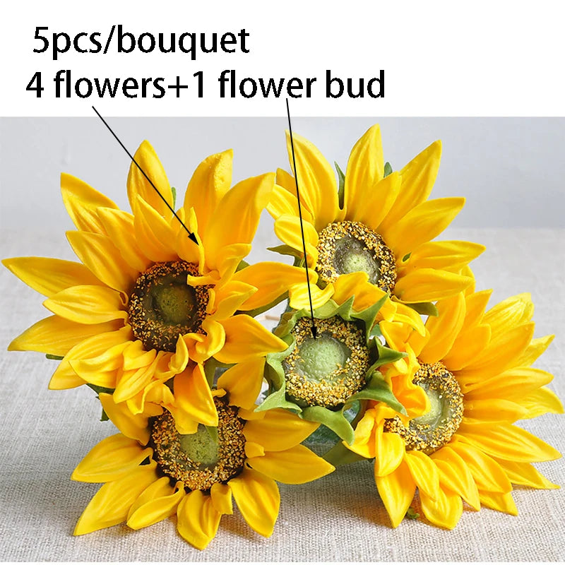 tournesol artificiel bouquet jaune orange décoration intérieure maison anniversaire mariage noël festive