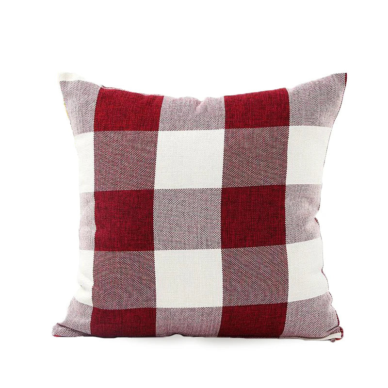 housse coussin carreaux géométriques bleu marine blanc rustique décontracté salon chambre voiture 45x45cm