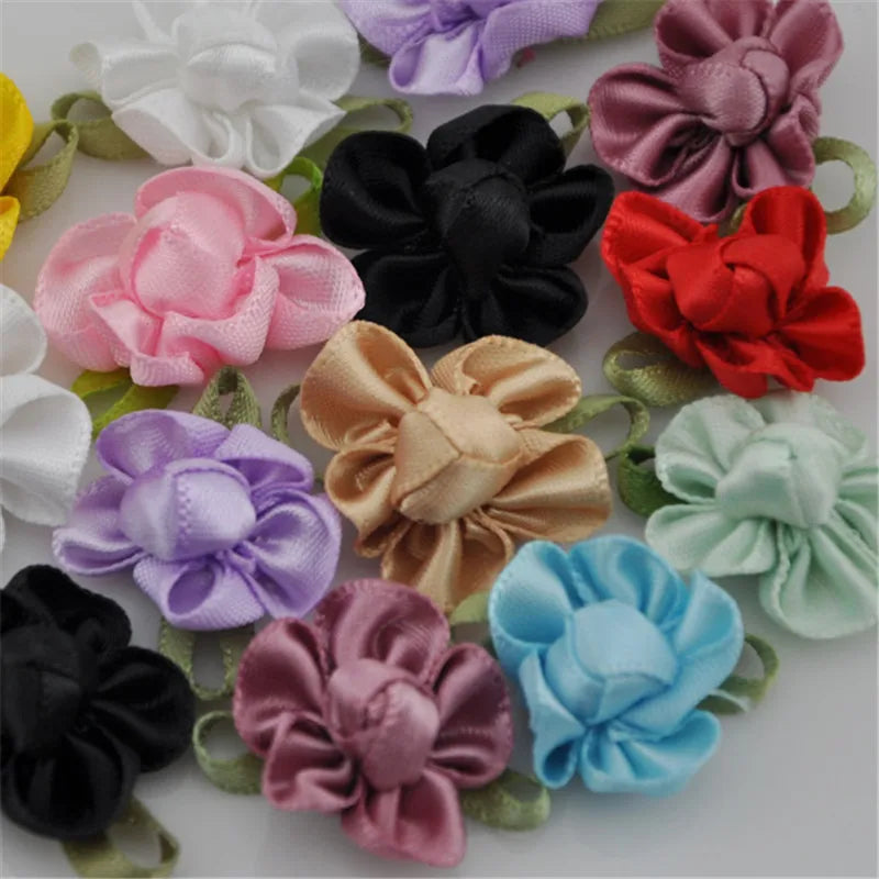 rubans satinés fleurs artificielles multicolores décor mariage roses uniques polyester